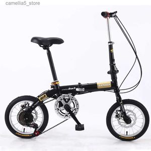 Cyklar Ride-ons 14 tum vikbar ultralätt cykel Enkel/variabel hastighet Portable Mini Bicycle Non-Slip Road Bike For Adult Children Student Q231018