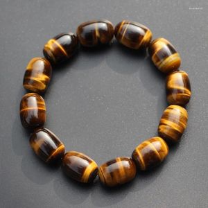 Bangle Leilão de um dólar Jade Pulseira Natural Tiger Eye Stone Barrel Bead África do Sul Passepartout Homens