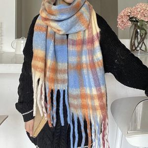 Eşarplar Erkek Yün Eşarp Kadınlar için Pashmina Luxe Kadınlar Ekose Cape Uzun Sıcak Şal Kış Sıcak Giyim Kollokasyon