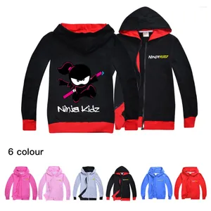 Jackets NINJA KIDZ Children's Fashion Kids Zipper Coat Print Tops Child Clothes Boys And Girls Long-sleeved Jacket T-shirt Clothing