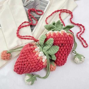 Cross Body 2023 Handmade Strawberry Knitted Crossbody Bag DIY Personalized Wool Bag Cartoon Cute Slingstylisheendibags