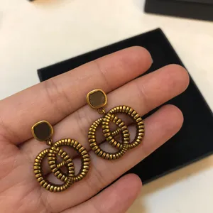 Gold Color Women Designer Stud Earrings G Letter Pendant Luxury Brass Earrings Valentine Wedding Gifts