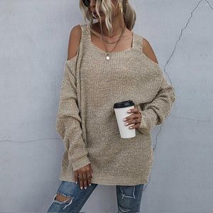 Kvinnors tröjor sexiga spaghetti remtröja från axeln överdimensionerade tröjor y2k vinter trend pull femme jumper