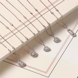 Cubic Zirconia Heart Pendant CZ Station Link Chain Bling Sparking Fashion Women Necklace Chains266b