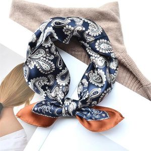 Scarves Vintage Cashew Nut Silk Scarf Square Bag Tie Natural Mulberry Kerchief Satin Headband Plaid Office Lady Fashion Accessorie1885