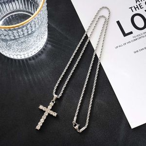 Новое мужское и женское ожерелье с подвеской в виде креста в стиле хип-хоп с 4 мм цирконием, теннисная цепочка, блестящие ожерелья в стиле хип-хоп, модный подарок