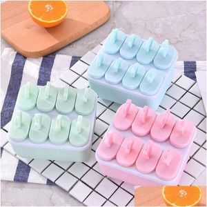 Ice Buckets and Coolers Plastic Popsicles Cream Mold Maker Tray Cube Diy Kitchen Tool With ER Home Gadgets Mod Drop Delivery Garden DH2UV