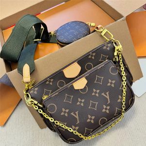 Yüksek kaliteli üç parçalı set omuz çantası M44823 kadın çantalar Crossbody Canse Para Çantası Elçi Çantalar Çanta Çiçekler Tasarımcılar PU Deri Çanta Kahverengi Çiçek