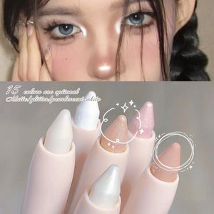 Sombra para os olhos Sombra para os olhos Deitado Silkworm Highlighter Pen Coreano Olhos Maquiagem Matte White Pearl Highgloss Brightening Glitter Eyeshadow Stick 231016