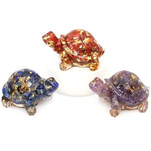 Konst och hantverk 50mm hartssköldpaddstaty Healing Crystals Tumbled Stones Sculpture Reiki Pocket Animals Tortoise Figur Gems Crafts Home Decor 231017