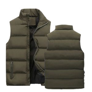 Mens Tank Tops Men Vest Jackets Warm Sleeveless Male Cotton Padded Coats Stand Collar Casual Waistcoats Clothing 231016