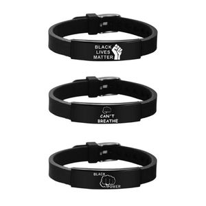 Fashion Black Lives Matter Adjustable I CAN'T BREATHE Silicone Wrist Band Bracelet Cuff Wristband Rubber Bracelet Unisex Jewe260f