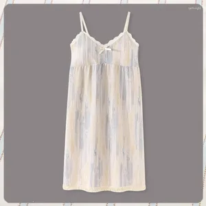 Women's Sleepwear Halter Sleepshirts Summer Cute Sweet With Chest Pad Nightgown Girls V-Neck Sexy Can Wear Outside Home Loungewear