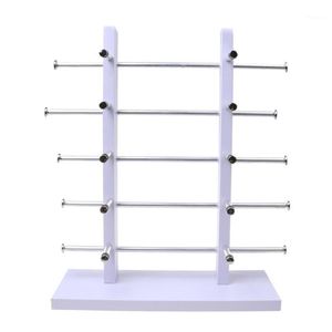 Óculos de sol de 5 camadas display de madeira quadro rack suporte organizador brinco embalagem de jóias-white260c