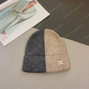 Designer Beanie Caps Designer Designer Hats For Men Women Luxury Paris Fashion Two-color Stitching Beanie Temperament Versatile Knitted Hat Warm Gift Cap Casquette