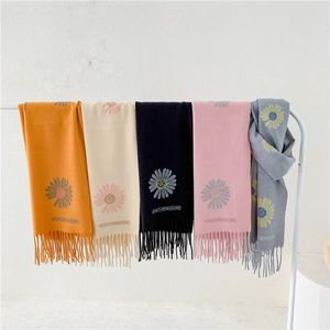 Scarves Wraps Korean Version of Pure Color Cashmere Imitation Children's Warm Scarf. Style Daisy Long Scarf for Boys and Girls Tassel Shawl 231017