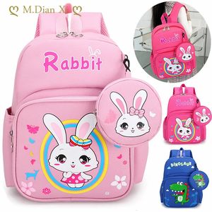 Mochilas Crianças Dos Desenhos Animados Dinossauro Coelho Impressão Saco Escolar Para Crianças Meninas Meninos Kawaii Jardim De Infância Criança Bebê Ortopédico Mochila 231017