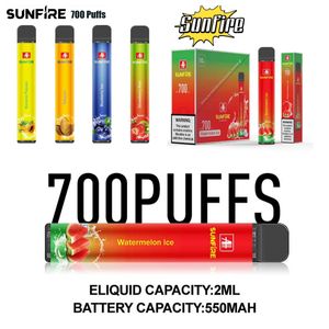 O original Shenzhen Disponível Vape Pen Factory Sunfire 700 Puffs com 10 sabores TPD ROHS CE APROVADO VAPOR 2% NÃO