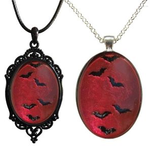 Hänge halsband gotiska rött fladdermusglashalsband halloween choker