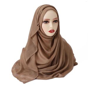 Ethnic Clothing Solid Color Cotton Rayon Hijab Scarf Women Big Size Muslim Headscarf Wraps Shawls Femme Musulman Headband Islamic Turban