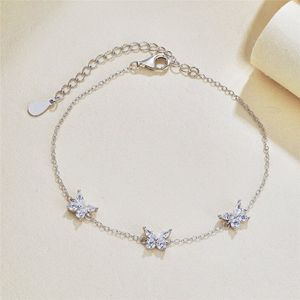 رشيقة S925 Sterling Silver Diamond Butterfly Bracelet سلسلة سوار امرأة 5A مكعب الزركونيا الماس سحر الذهب أساور المرأة الفاخرة الهدايا المجوهرات