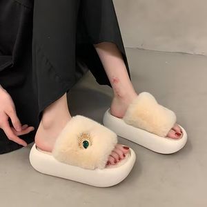 Women's Plush Slippers Winter Indoor Fashion Cute Casual High Quality Soft Sole Comfortable Warm Silent Cotton Shoes