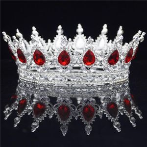 Crystal Vintage Royal Queen King Tiaras och krönar män Kvinnor Pageant Prom Diadem Ornament Bröllop hår smycken tillbehör y20072328i