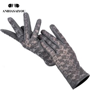 Five Fingers Gloves Sexy sheepskin lace gloves fashion drive leather gloves women multicolor women's leather gloves Comfortable- 231016