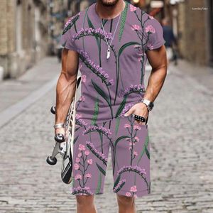 T-shirt męskie szorty set Set Street Flowlants Wzór Zabawny wiosenny jesień 2023 Tracksuit Summer Hip-Hop Sportswear o szyja