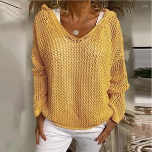 Maglioni da donna Pullover Maglione lavorato a maglia da donna Scava fuori la protezione solare Autunno Inverno Maglione allentato Y2k Nero Crop Top Crochet Streetwear