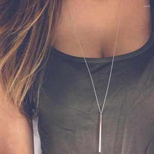 Pingente colares moda simples corrente longo colar lariat charme vertical barra coordenadas pingentes para mulheres em camadas jóias collier