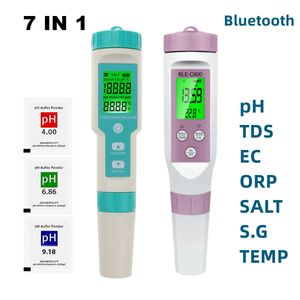 PH metreleri mavi-diş dijital 7 inç 1 pH metre pH/tds/ORP/tuzluluk/sg/temp metre su kalitesi monitör test cihazı içme suyu akvaryumları 231017