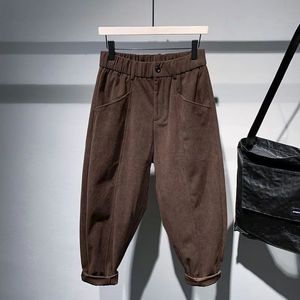 Men's Pants Casual Haren Pant Thicken Warm Trousers Men's Plus Size Autumn Winter Arts Style Male Elastic Waist Loose Corduroy Cargo Pants 231013