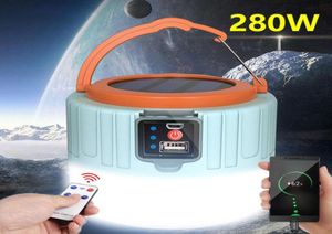 Portable Lanterns LED Solar Camping Light Spotlight Emergency Tent Lamp Remote Control Phone Charge Outdoor For Hiking Fishing3560159