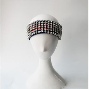 Fashion ELASTIC stripe Full crystal Rhinestone Headband runway Headwrap Green and Red Strap clear crystal pave WOMEN party wedding246e