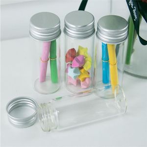 30*80*21mm 40ml Glass Bottles Aluminium Lid Empty Transparent Clear Gift Wishing Jars 24pcslotgood qty Nvbdw