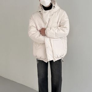 Męskie Parkas Men Winter White Duck Down Jackets Męskie kolory z kapturem płaszcze z kapturem mężczyźni Krótka gruba ciepła swobodna odzież wierzchnia H414 231017