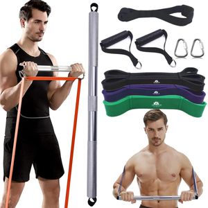 Resistance Bands with Aluminum Alloy Bar Gym Handles Door Anchor Full Body Workout Equipment Home Chest Press Deadlift Squat 231016