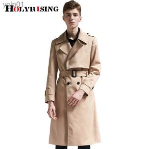 Misto lana da uomo Holyrising S-6XL Trench lungo da uomo gabardina hombre Giacca a vento britannica classica doppio petto Cappotto a vento beige solido 18495-5L231017