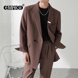 Mens Suits Blazers Double Breasted Blazer Men Streetwear Vintage Casual Korean Fashion Office Dress Sacka Jacka Male Coat Wedding 231016