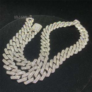 Anpassad pass Testare Diamond Cuban Chain Necklace Iced Out Hip Hop Sier VVS Moissanite Cuban Link Chain Armband för män