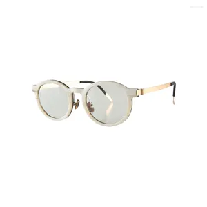 Sunglasses Light Titanium Metal Oval Round Two Tone Different Thin Natural Horn Laminated Layed Reading Glasses Eyewear Eyeglasses Frame