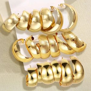 Hoop Earrings 3pcs/set Retro Metal C-shaped Semicircular Gold Color For Womans 2023 Fashion Jewelry Wedding Luxury Accessories