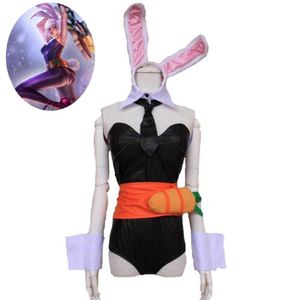 Косплей игры Lol Bunny Girl Riven The Exile Косплей Костюм Аниме Черный комбинезон с ушками Sxey Женская униформа Хэллоуин Карнавальный костюм для вечеринки