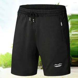 Pantaloncini da uomo Pantaloni sportivi estivi Tasche casual con cerniera Vita elastica Cavallo profondo per la palestra