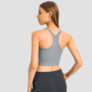 Yoga Outfit Women's Racerback Sport Bra Wireless Padded Sleeveless Fitness Crop Top Naked Feeling Full Coverage Deportivo Mujer Gym