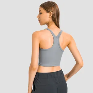 Roupa de yoga feminina racerback esporte sutiã sem fio acolchoado sem mangas fitness colheita topo nu sentimento cobertura completa deportivo mujer ginásio