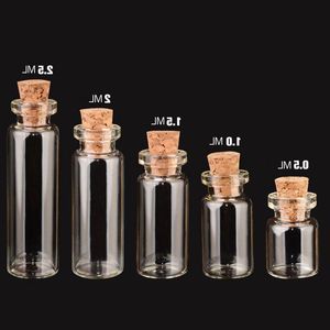 05ml- 5 ml TINY Cork Stopper Viage Glass Tube with Wood Mini Prov Wishes flaskor Reagens Test FVOJI