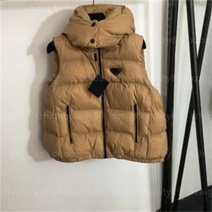 Gilet da donna Gilet invernale Cappotto caldo e soffice Top senza maniche Collo in piedi Giacca antivento con cappuccio Casual Versatile Marrone Top Designer Gilet da donna