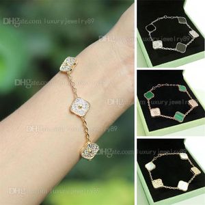 Luxury Designer 4 Clover Charm Bracelet Bracelet Chain Gold Onyx Shell Women and Girls Wedding Mother's Day Jewelry Gifts for2750